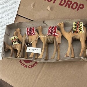 Olive Wood Hand carved The Camel Train Set Holy Land